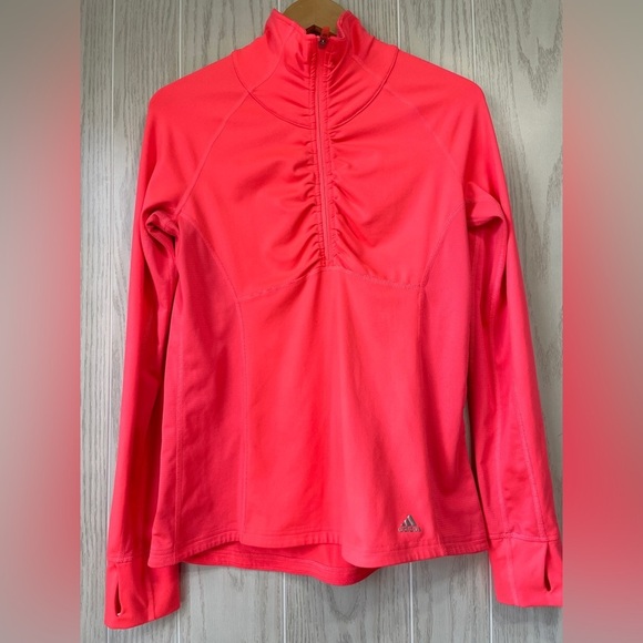 Adidas Long Sleeve 1/2 Zip Performance Jacket Sz Medium Neon Pink EUC - Picture 3 of 4